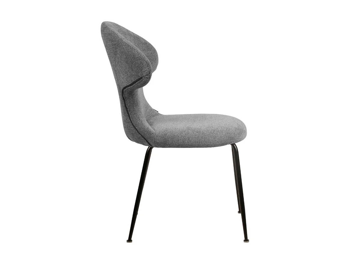 Lot de 2 chaises en tissu doux gris avec pieds en métal noir - GLORIA