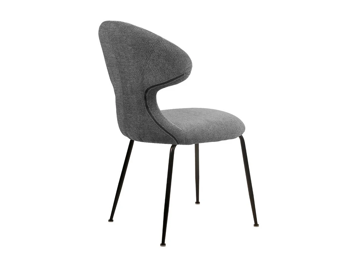 Lot de 2 chaises en tissu doux gris avec pieds en métal noir - GLORIA