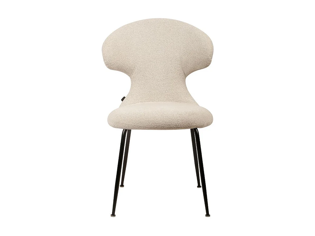 Lot de 2 chaises en tissu doux beige avec pieds en métal noir - GLORIA