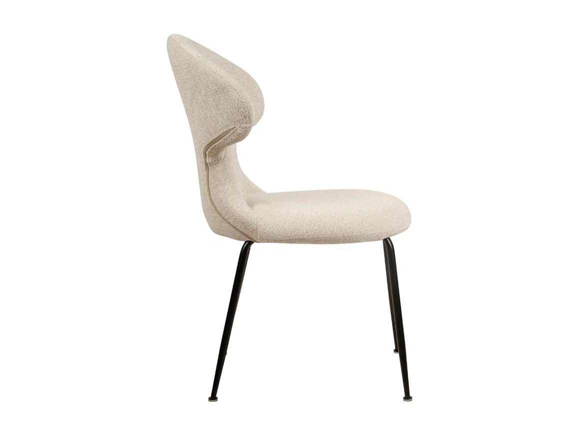 Lot de 2 chaises en tissu doux beige avec pieds en métal noir - GLORIA