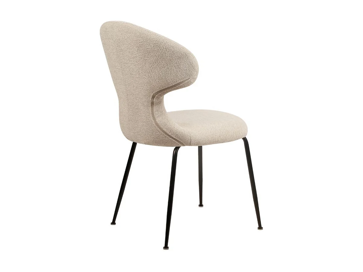 Lot de 2 chaises en tissu doux beige avec pieds en métal noir - GLORIA