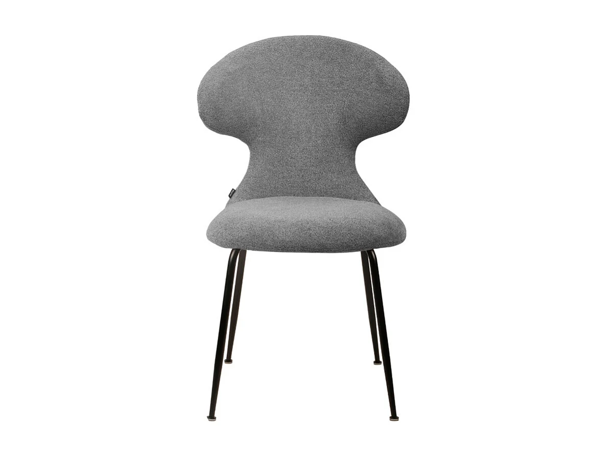 Chaise en tissu doux gris avec pieds en métal noir - GLORIA