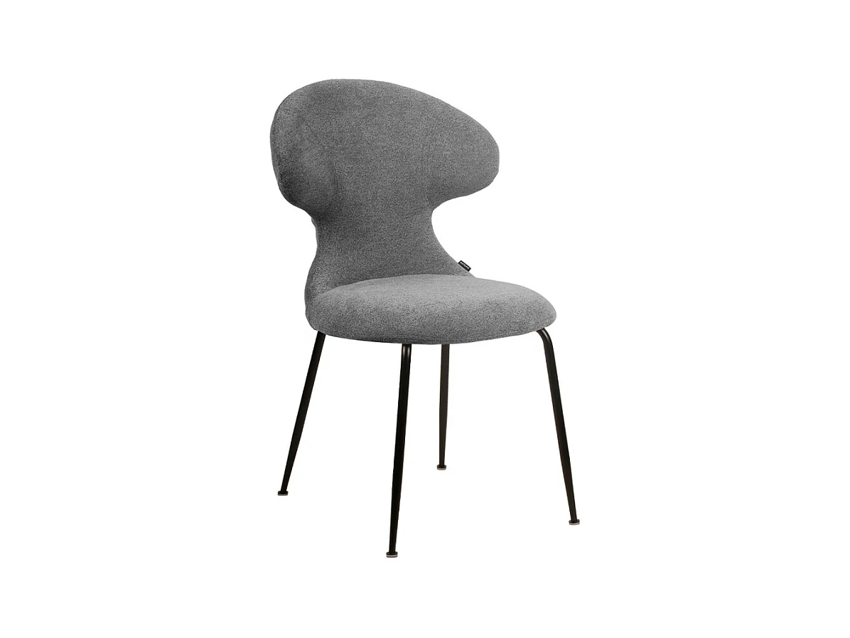 Chaise en tissu doux gris avec pieds en métal noir - GLORIA