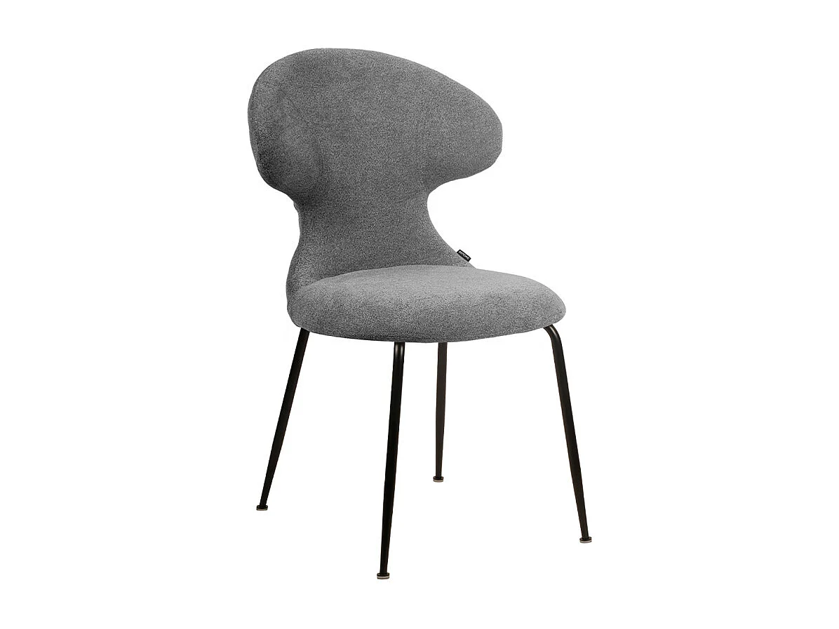 Chaise en tissu doux gris avec pieds en métal noir - GLORIA