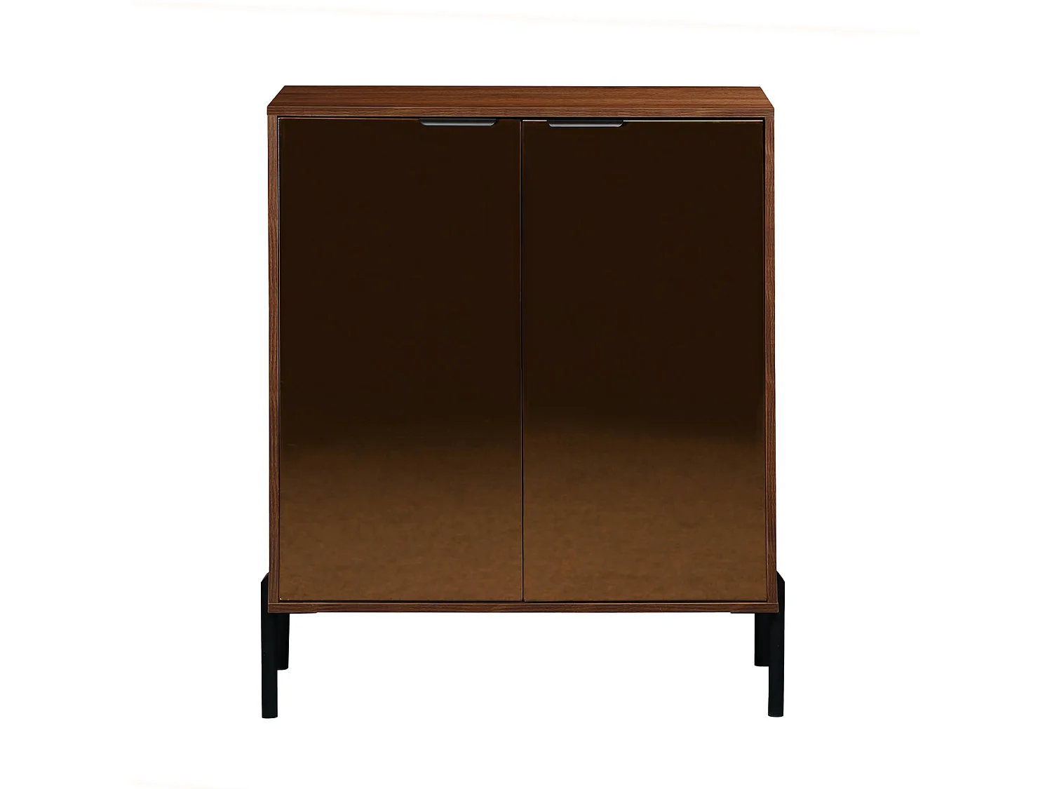 Buffet vintage décor bois de noyer. buffet haut. vaisselier. deux portes vitrées aspect fumé. L 83 x 38 x 100cm