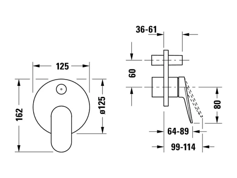 Pack mitigeur douche encastré DURAVIT Wave avec inverseur et corps encastré