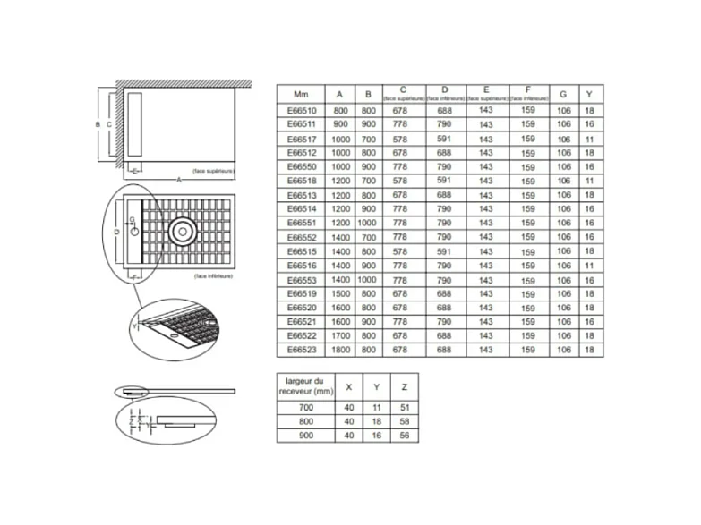Receveur de douche antidérapant 90 x 90 JACOB DELAFON Flight Neus carré blanc + Bonde + Capot blanc