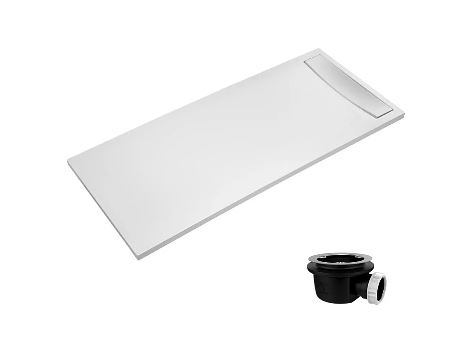Receveur de douche antidérapant 180 x 80 JACOB DELAFON Flight Neus rectangle blanc + bonde + capot