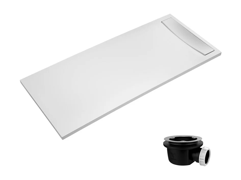Receveur de douche antidérapant 180 x 80 JACOB DELAFON Flight Neus rectangle blanc + bonde + capot