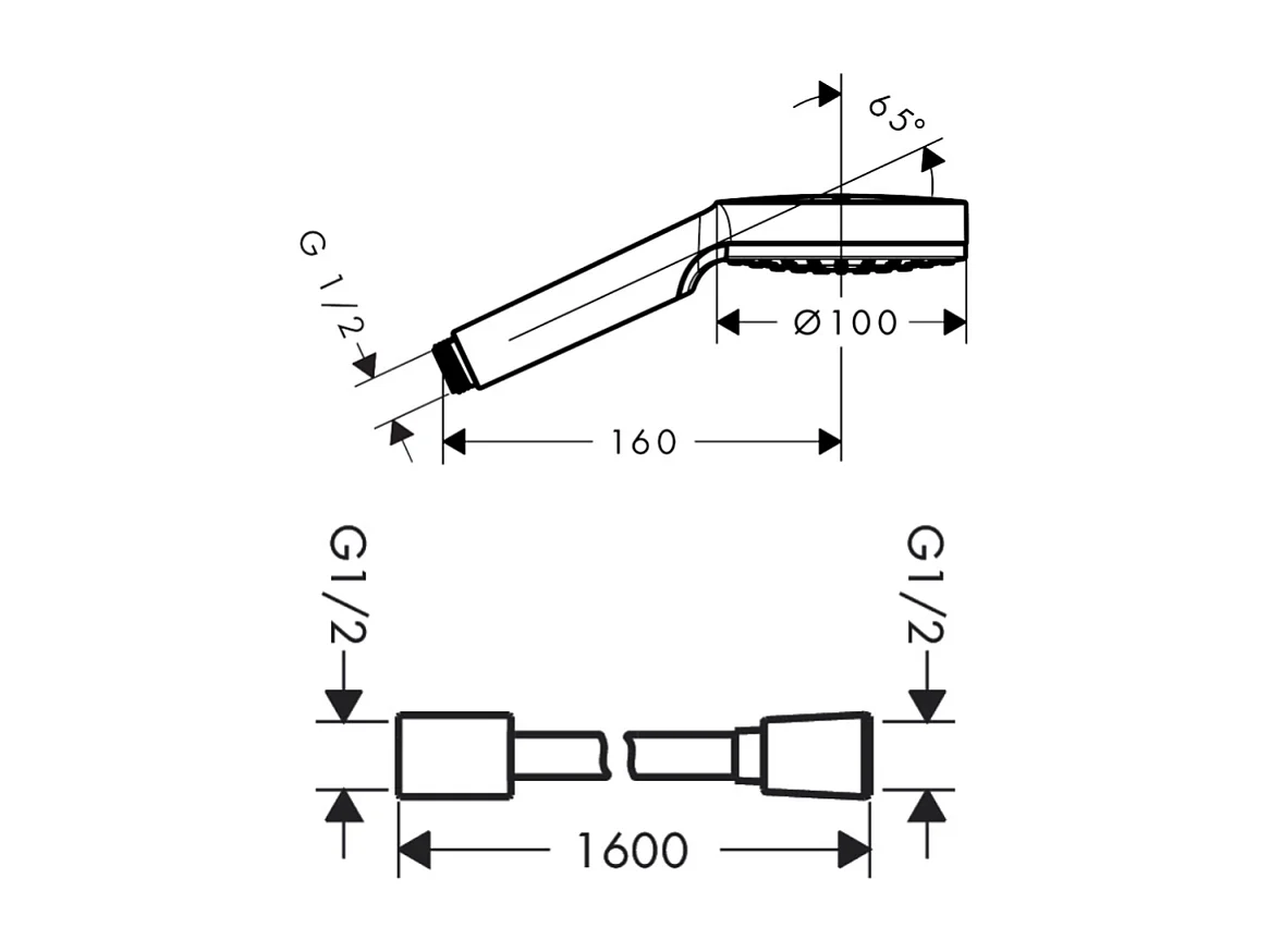 Pommeau de douche HANSGROHE Crometta + Flexible Designflex 160 cm chromé