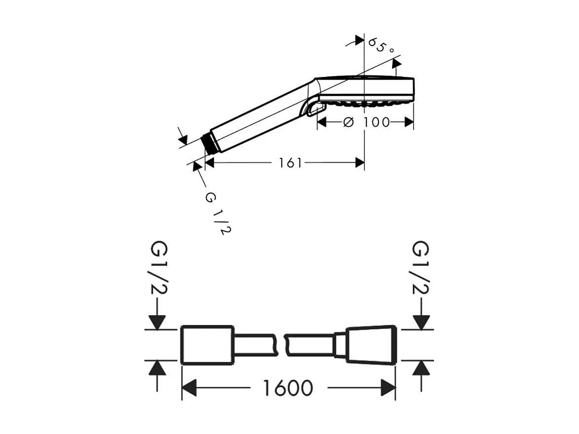 Pommeau de douche HANSGROHE Vernis Blend + Flexible Designflex 160 cm noir mat