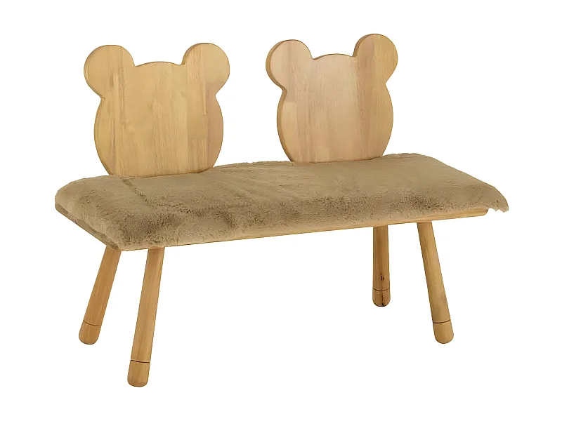 Banc pour Enfant en Bois "Ours" 87cm Naturel