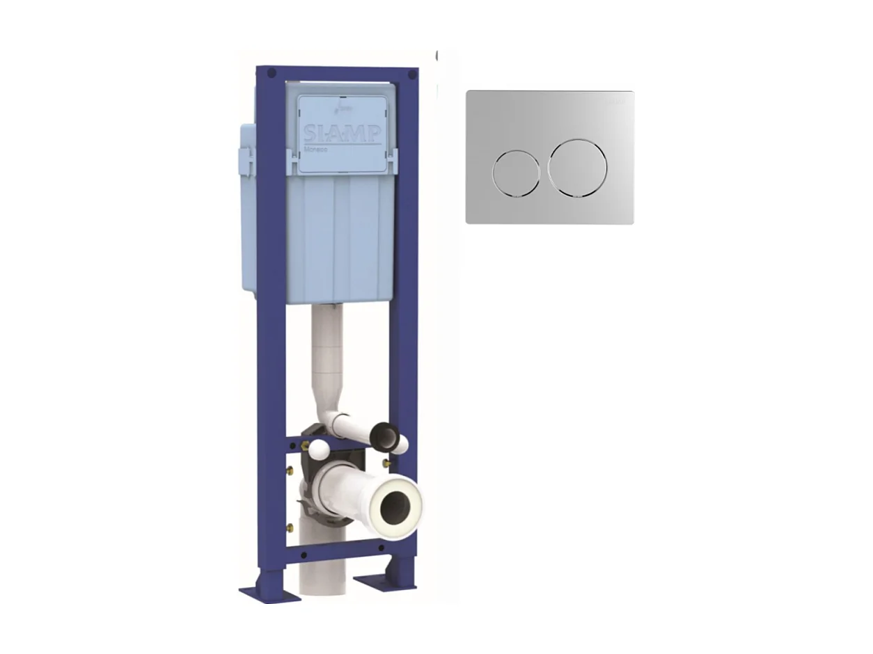 Bati support SIAMP Ingenio Premium quieto + plaque de commande chromé mat