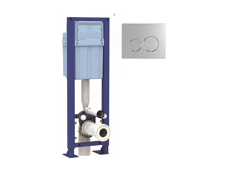 Bati support SIAMP Ingenio Premium quieto + plaque de commande chromé mat