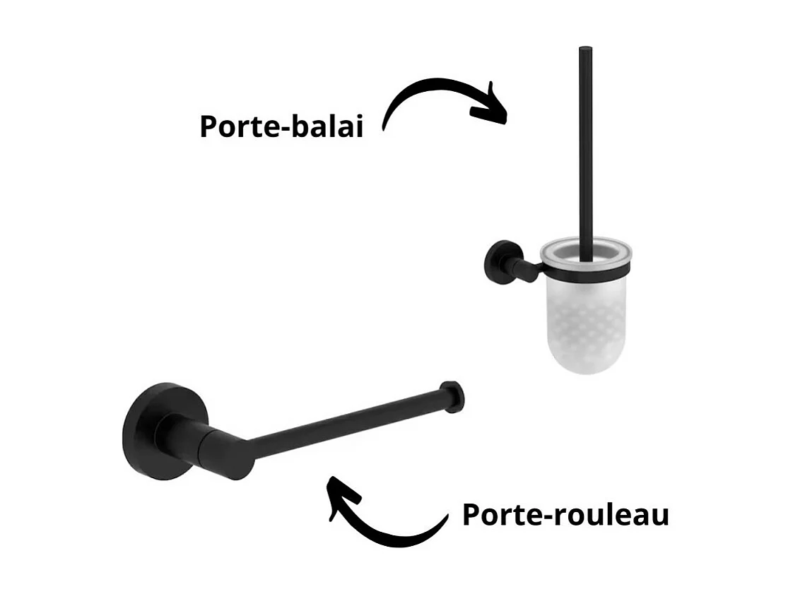 Pack WC suspendu sans bride compact JACOB DELAFON Nouvelle vague+ bâti-support + plaque Noir brillant/Noir mat + accessoires