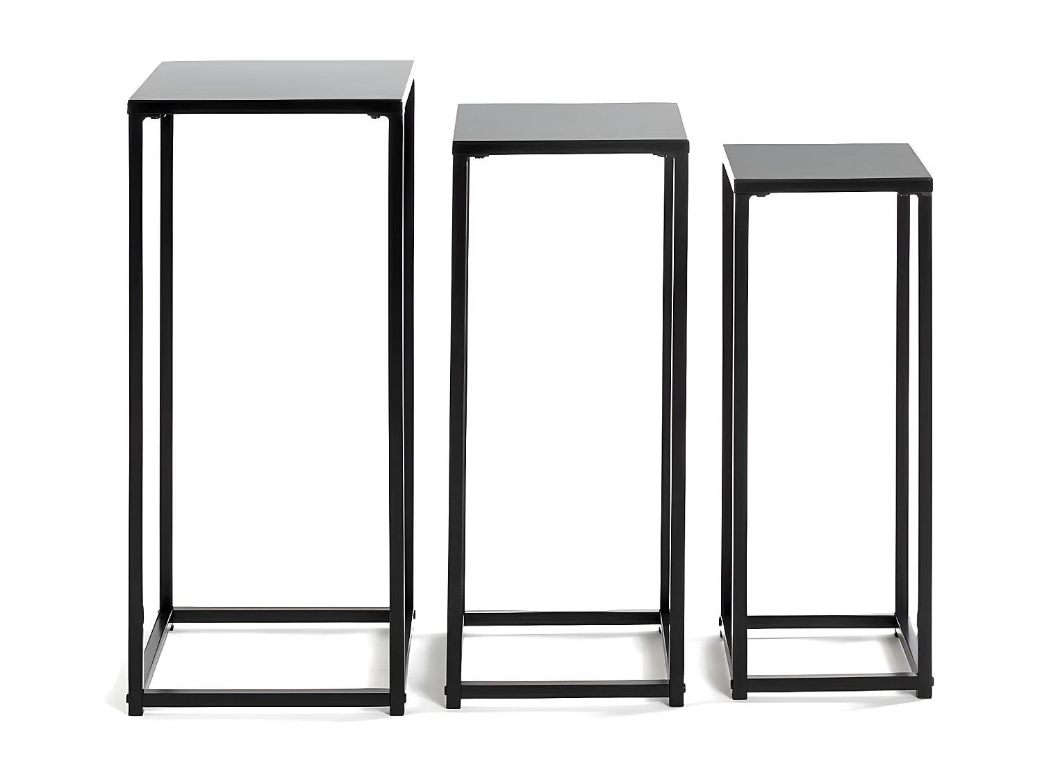 Lot de 3 Porte-Plantes en Métal "Cromano" 71cm Noir