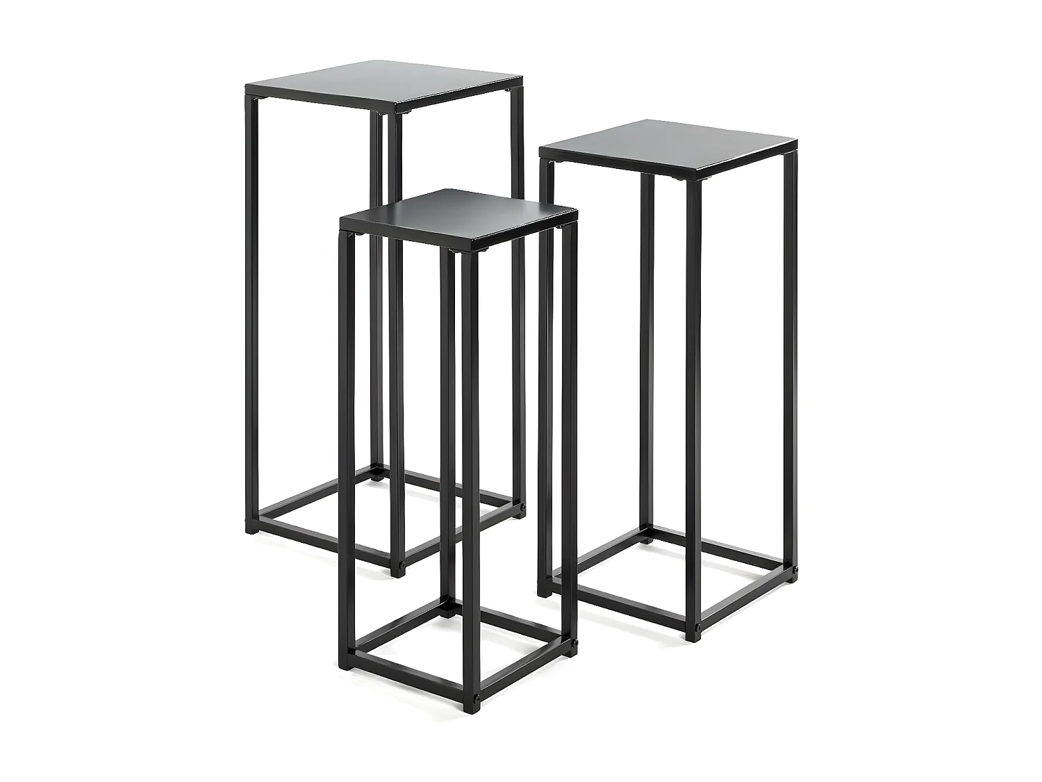 Lot de 3 Porte-Plantes en Métal "Cromano" 71cm Noir