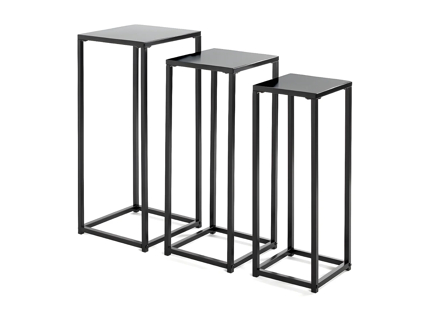 Lot de 3 Porte-Plantes en Métal "Cromano" 71cm Noir