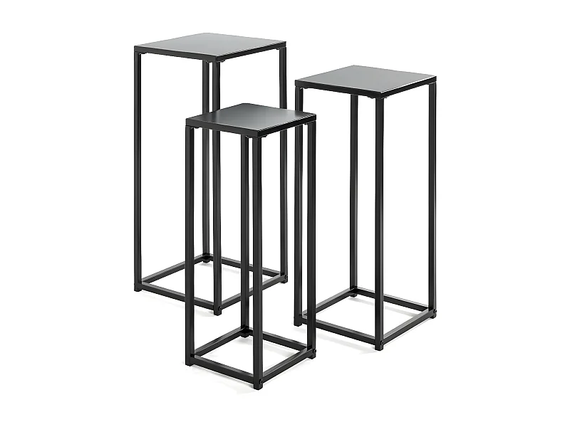 Lot de 3 Porte-Plantes en Métal "Cromano" 71cm Noir