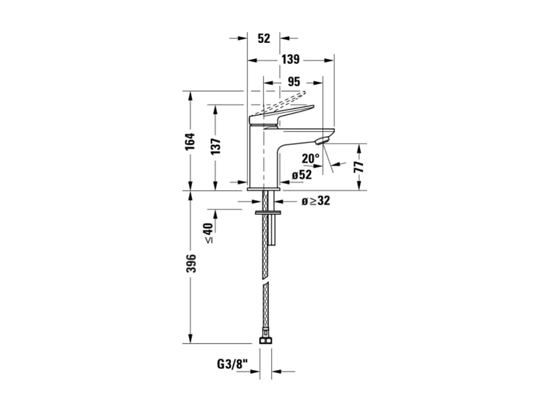 Mitigeur lavabo DURAVIT Wave S sans vidage doré poli
