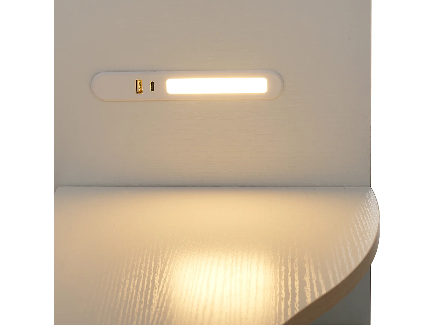 Lit enfant 90 x 200 cm avec 3 tiroirs, lampe de lecture et prise USB Type-C - Bois massif et MDF - Blanc (sans matelas)