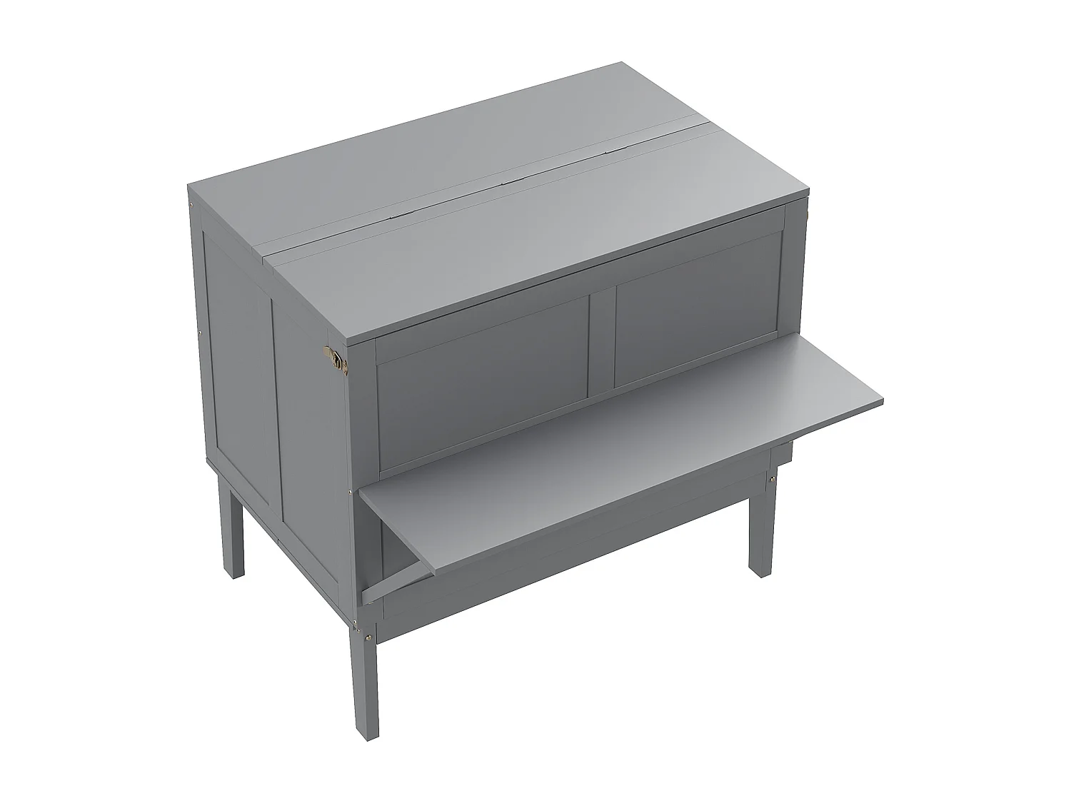 Cama abatible vertical 90 x 200 cm con somier de láminas, madera contrachapada + MDF, gris (sin colchón)