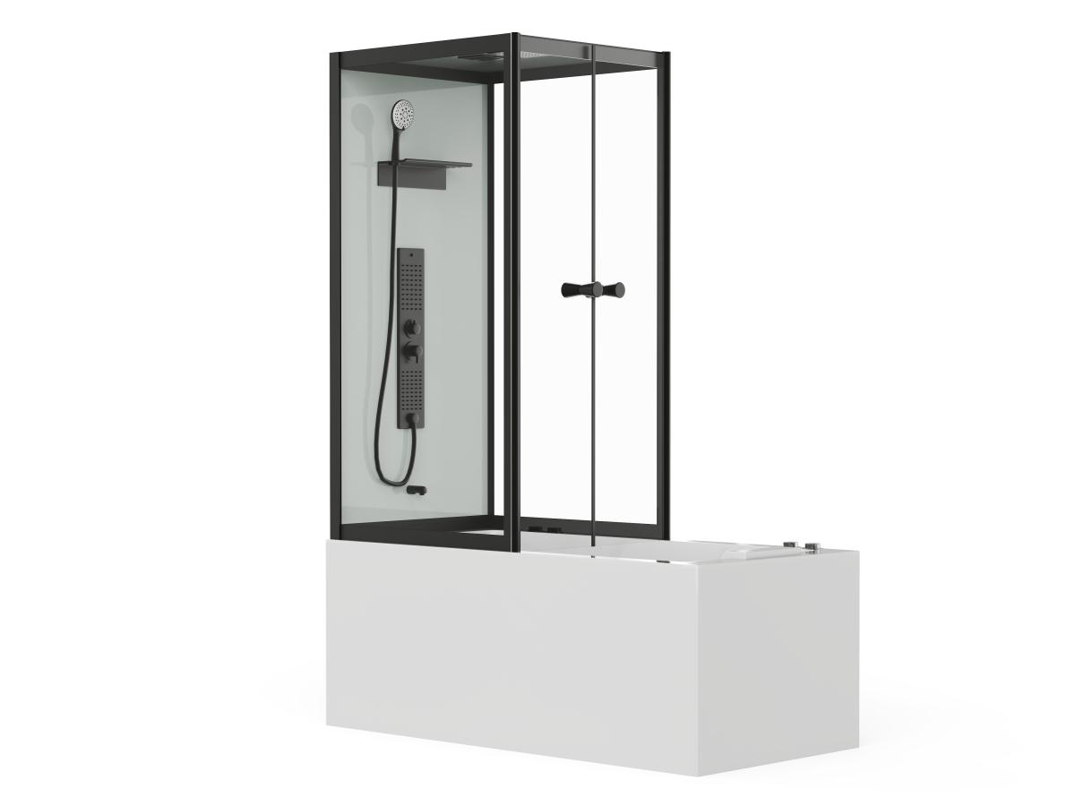 Duschbadewanne - Schwarze Profile - 150 x 75 x 215 cm - 100 Mikrodüsen & 6 günstig online kaufen
