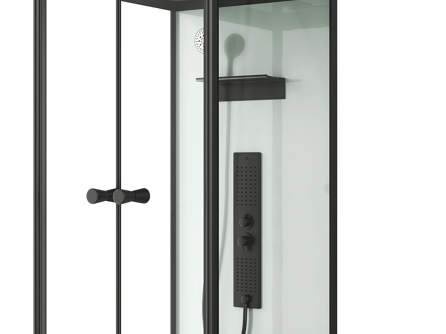 Badekar dusj - Svarte profiler - L150 x P75 x H215 cm - 100 mikrojeter og 6 store dyser - DARIA II