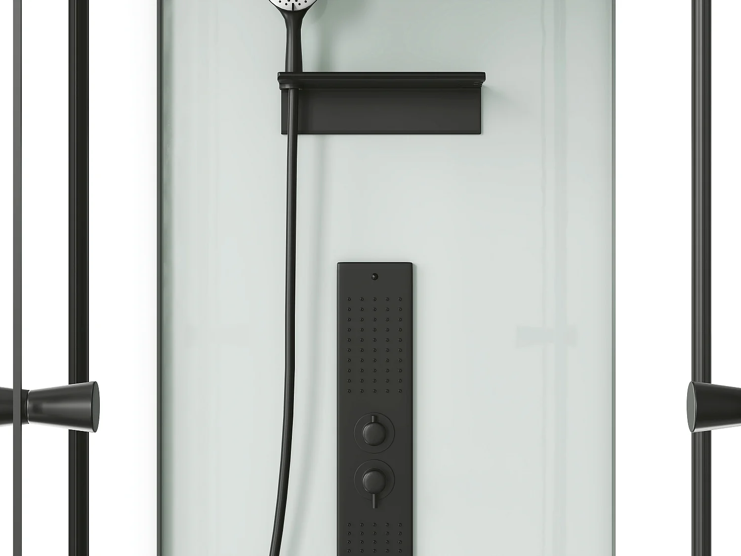 Badekar dusj - Svarte profiler - L150 x P75 x H215 cm - 100 mikrojeter og 6 store dyser - DARIA II