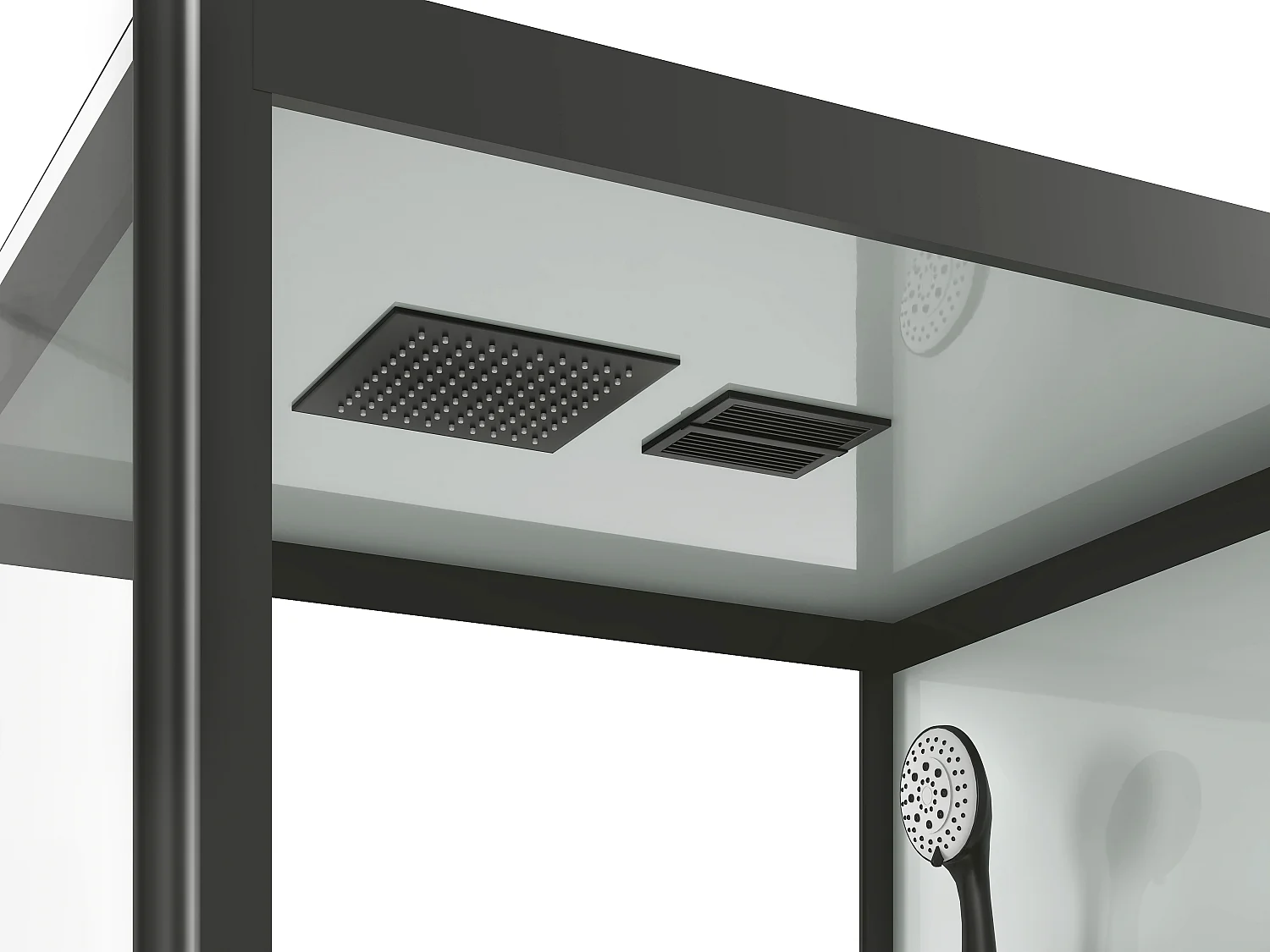 Bañera con ducha - Perfiles negros - L150 x P75 x Alt. 215 cm - 100 microjets y 6 jets grandes - DARIA II