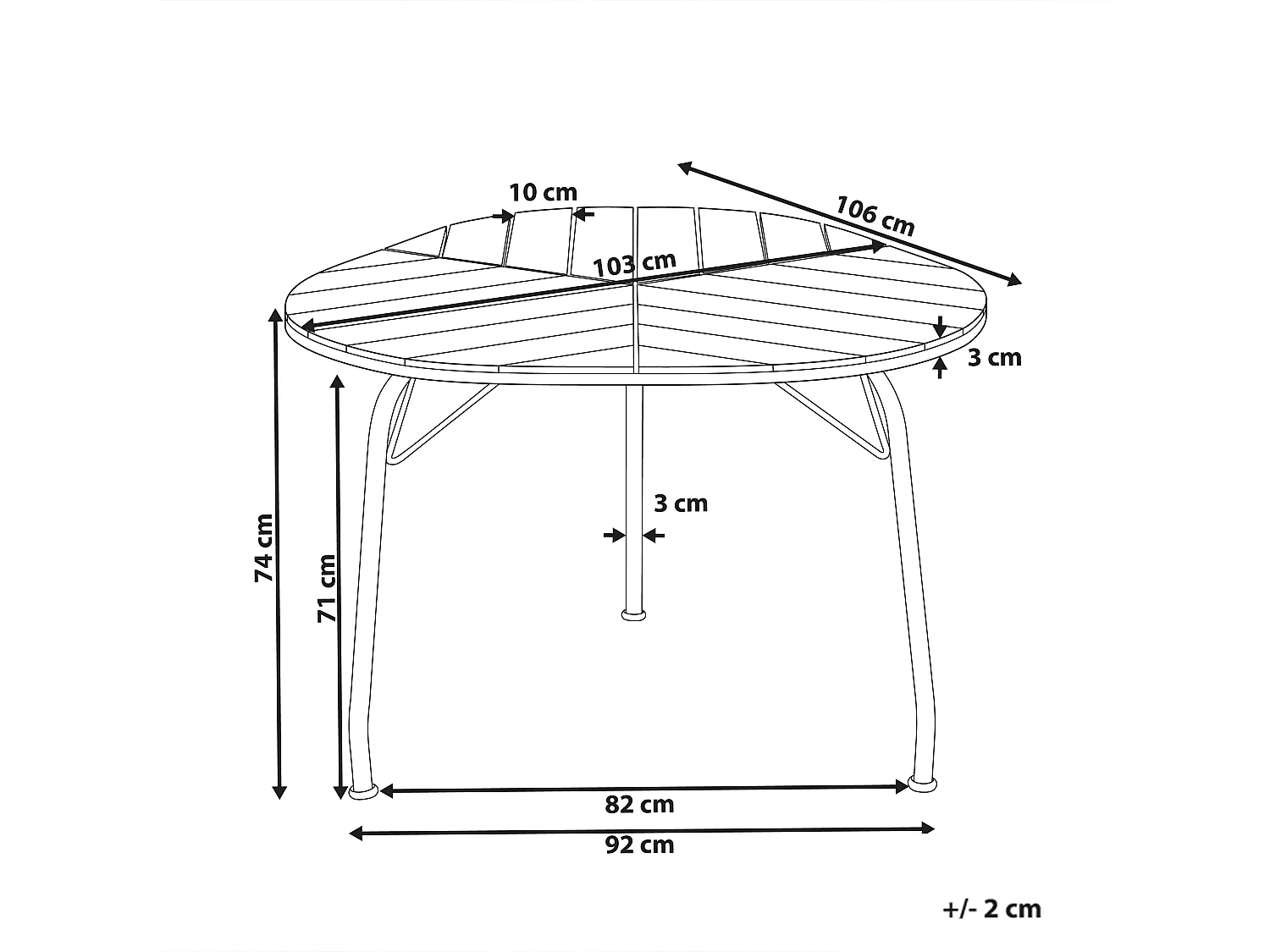 Table de salle à manger de jardin VARENNA 106 cm 103 cm Acacia Marron
