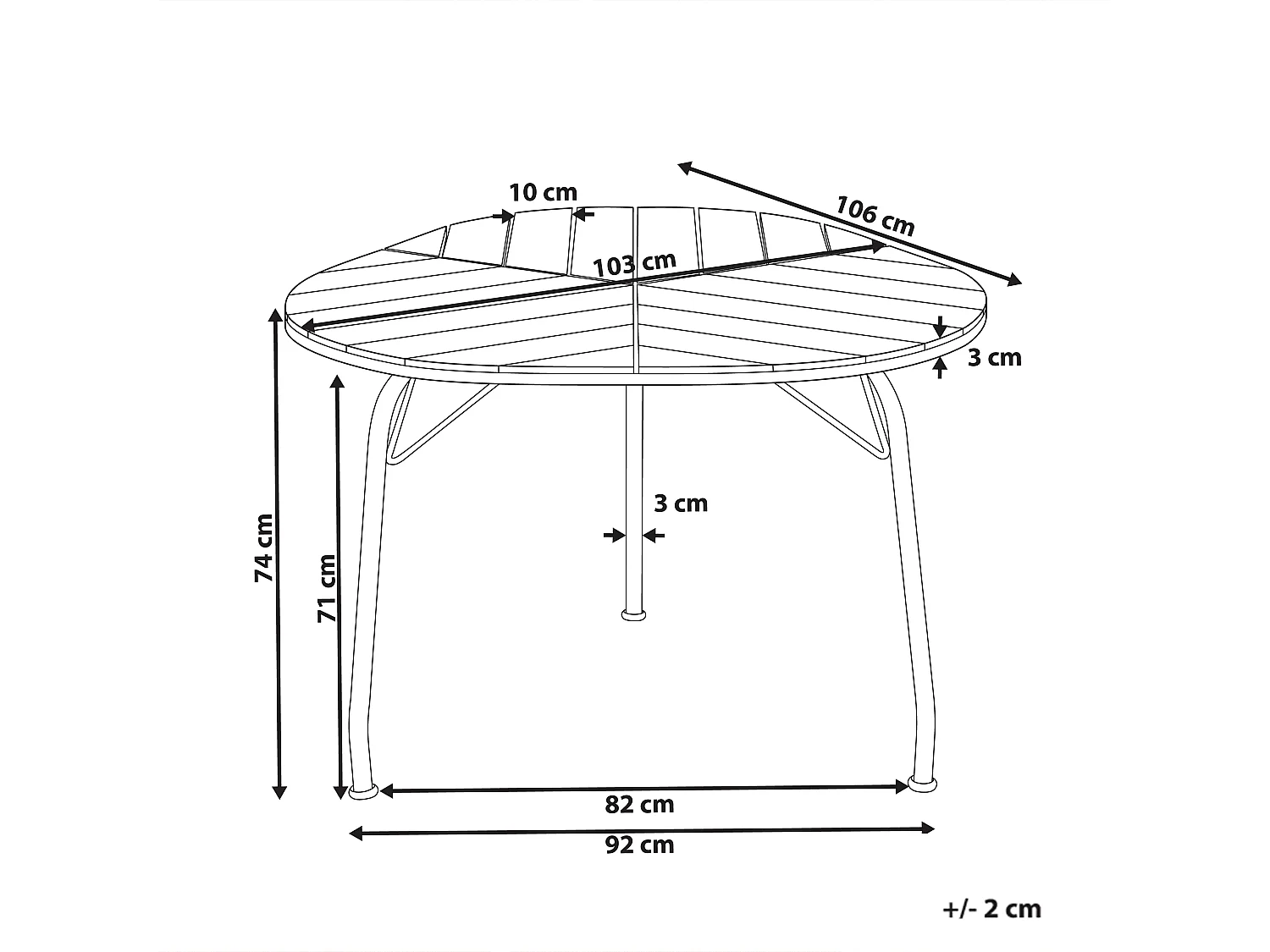 Stół ogrodowy VARENNA 106 cm 103 cm Drewno akacjowe Brązowy