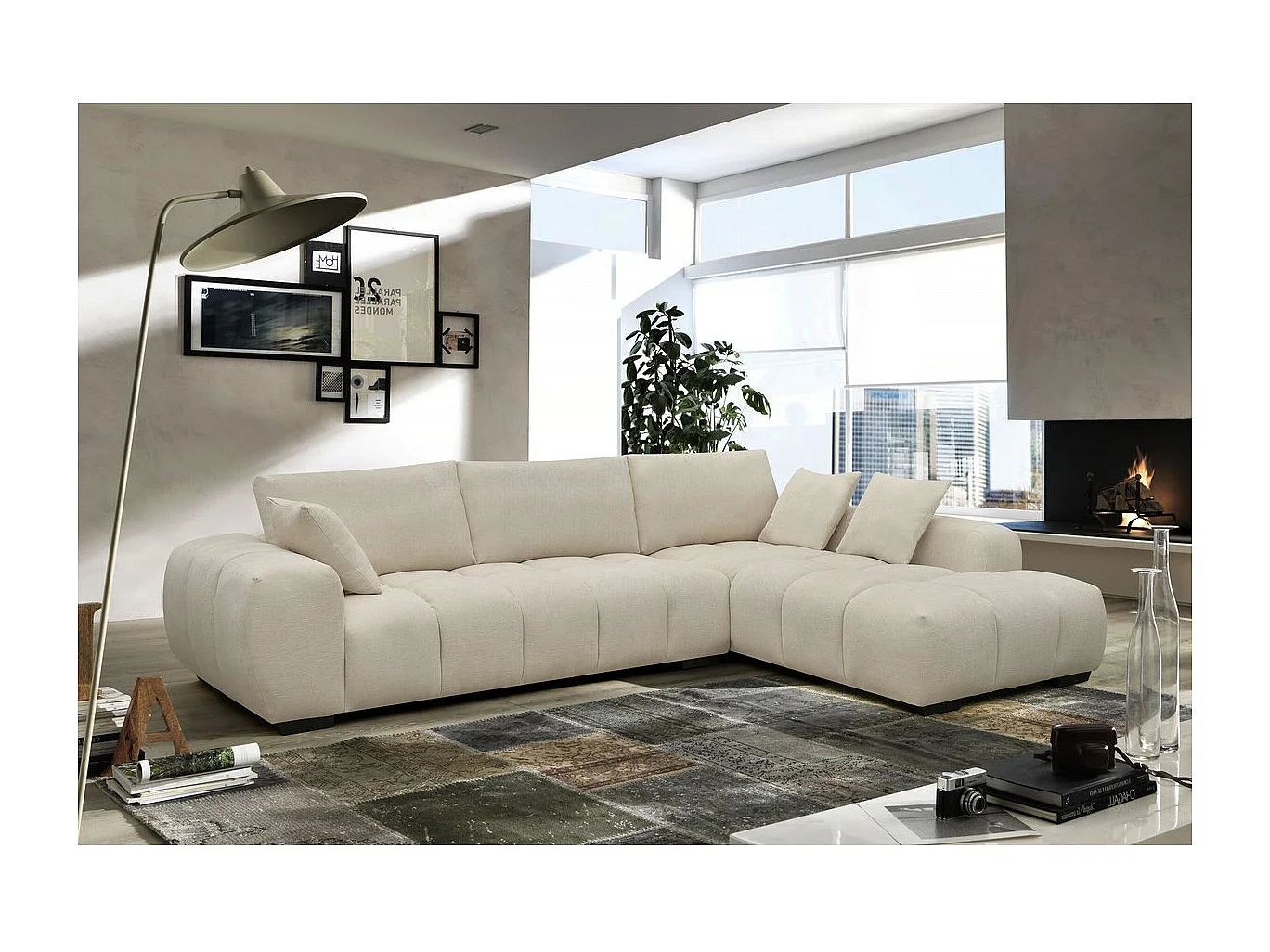 Canapé d'angle Monceau" - 3 places - Beige