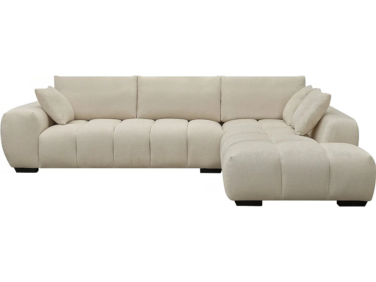 Canapé d'angle 3 places en tissu beige MONCEAU