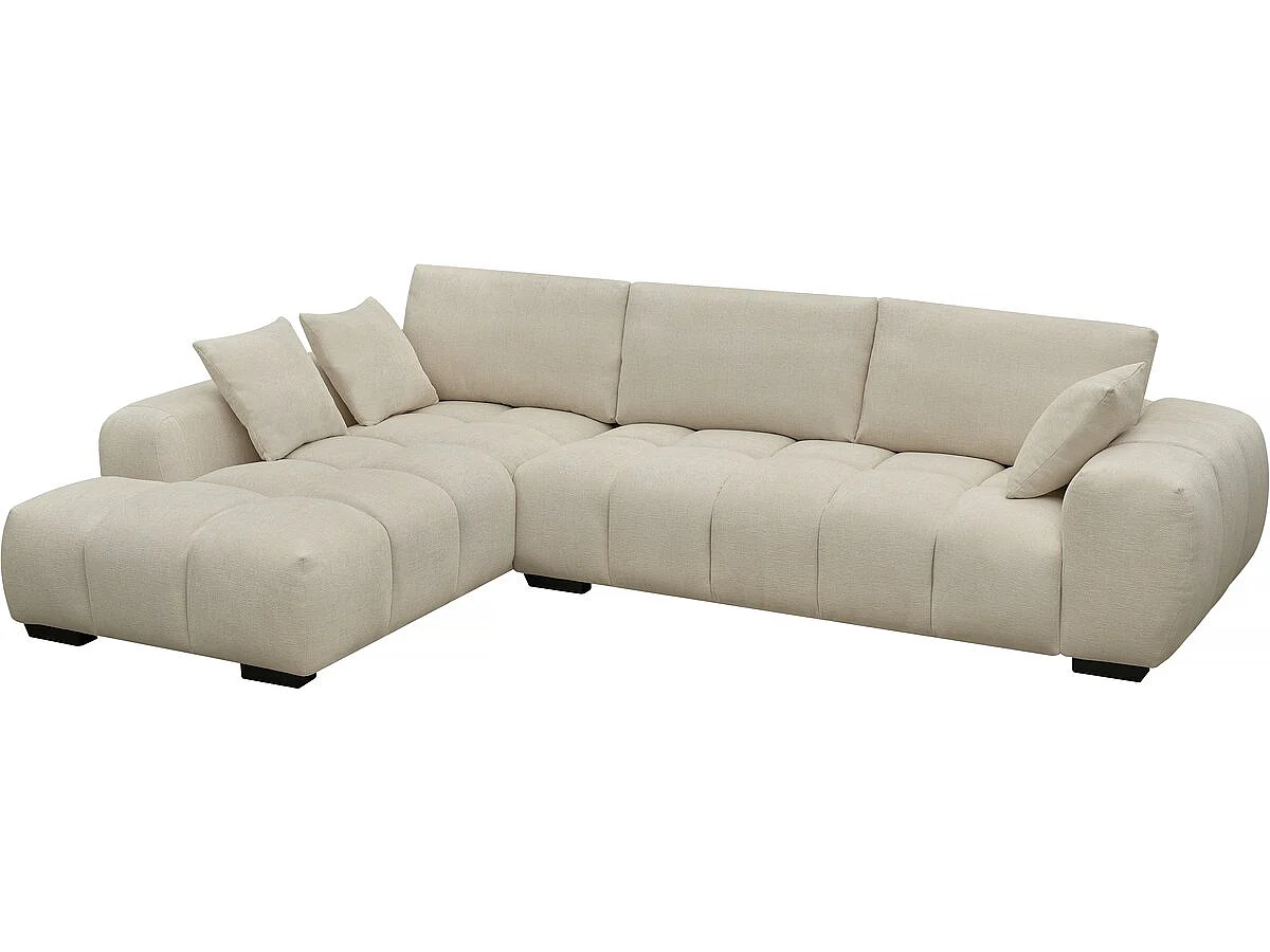 Canapé d'angle 3 places en tissu beige MONCEAU