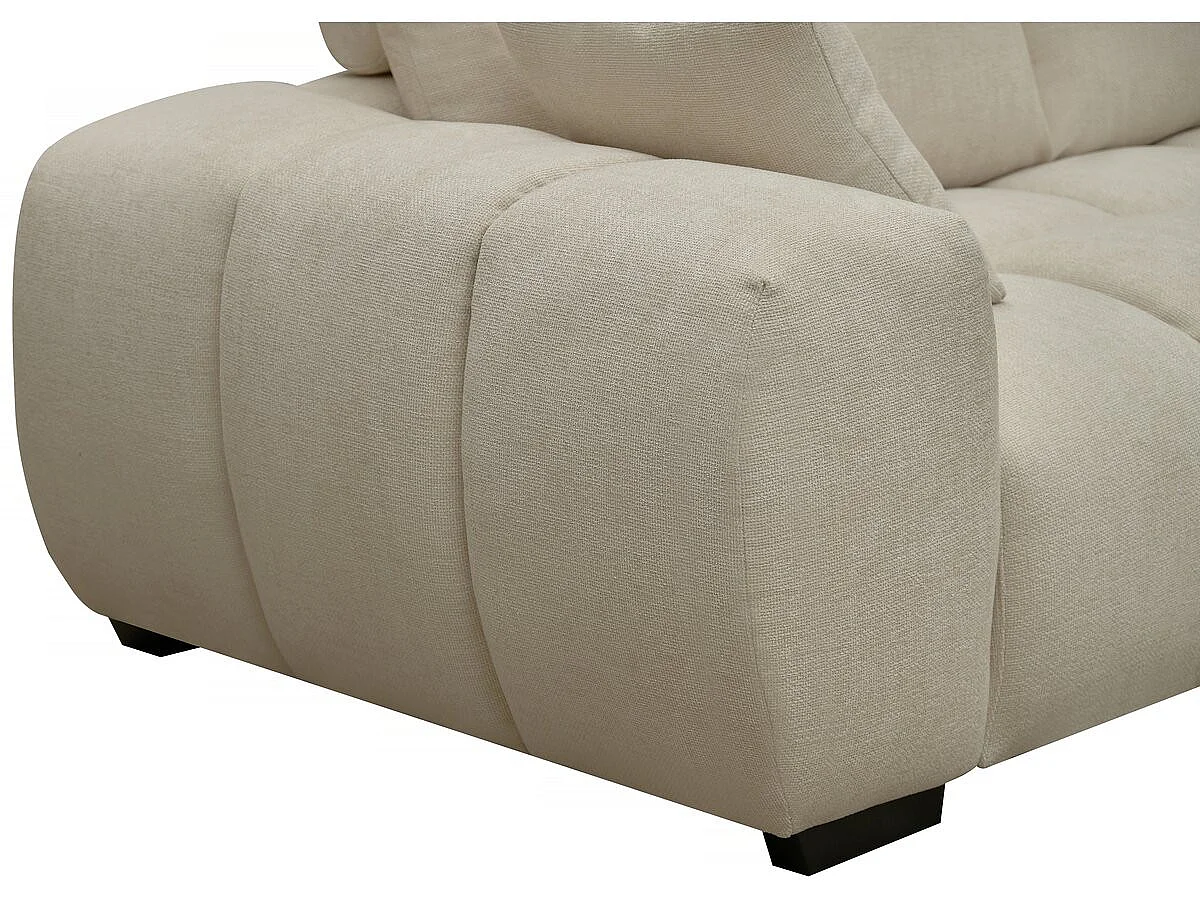 Canapé d'angle 3 places en tissu beige MONCEAU