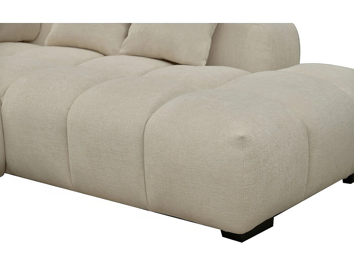 Canapé d'angle 3 places en tissu beige MONCEAU