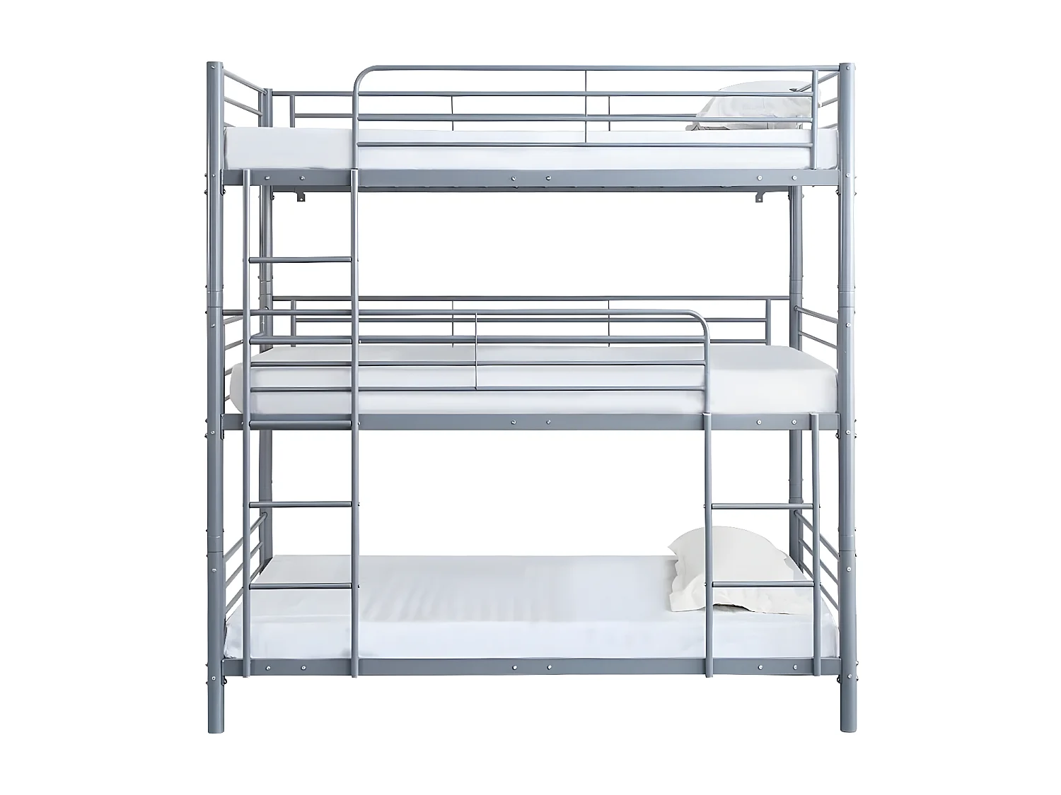 Lit superposé en métal triple "HAVIN" - 90 x 190 cm - Gris