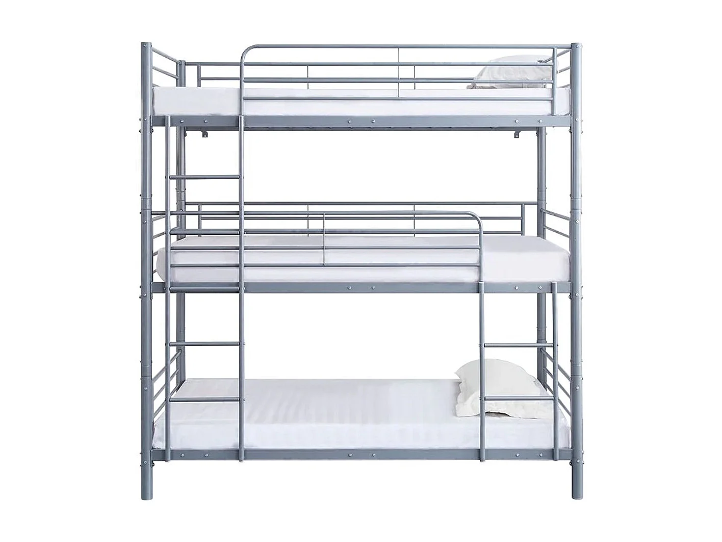 Lit superposé en métal triple "HAVIN" - 90 x 190 cm - Gris