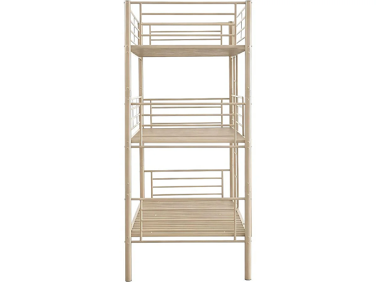 Lit superposé en métal triple "HAVIN" - 90 x 190 cm - Gris