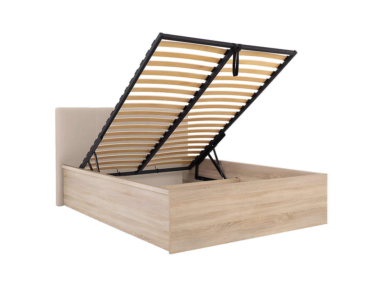 Edwin Bois Clair et Beige 160x200 bedstee met gestoffeerd hoofdbord en boxspring