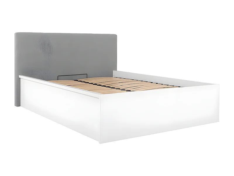Edwin Wit en Grijs 160x200 bedstee met gestoffeerd hoofdbord en boxspring