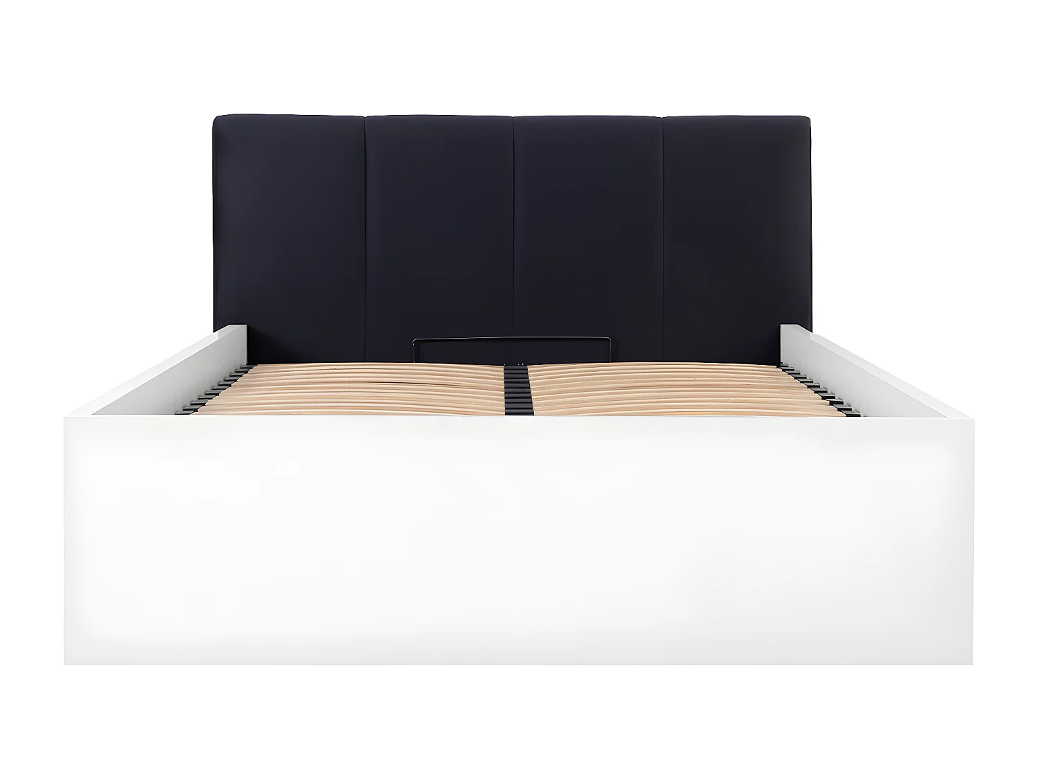 Cama canapé 160x200 con cabecero acolchado y somier Edwin Blanco y Negro