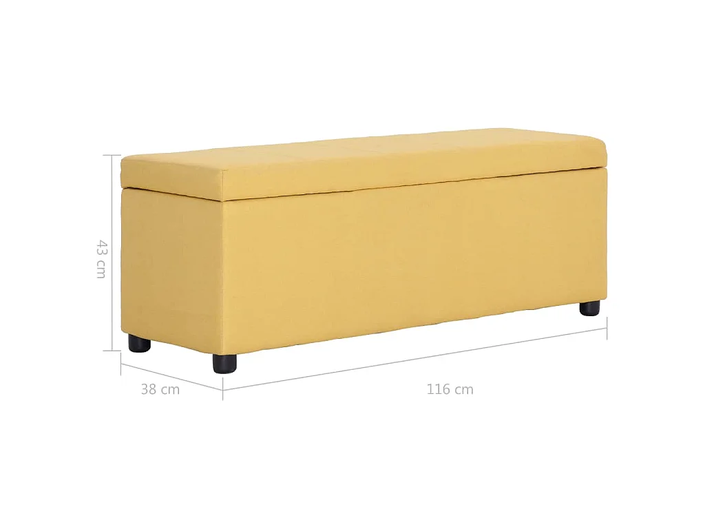 Banc avec compartiment de rangement 116 cm Jaune Polyester
