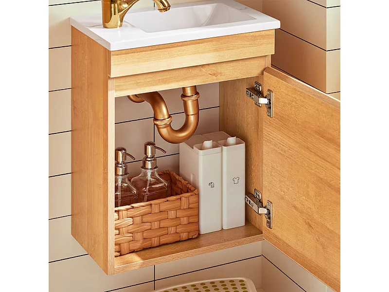 SoBuy Mobili da bagno sospeso Mobile lavabo con 1 anta Naturale 41x25x52cm BZR169-N