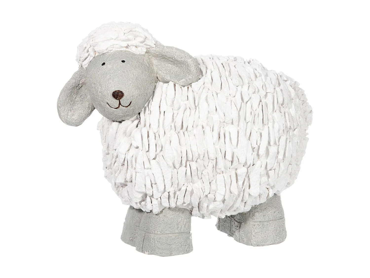 Statuette Déco Mouton "Polly" 35cm Blanc & Gris