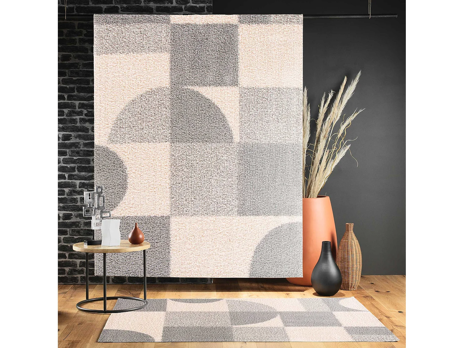 Tapis Déco "Tyler" 120x170cm Naturel & Gris