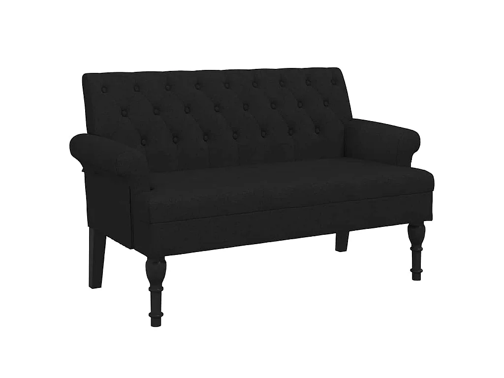 Banc avec dossier Noir 120x62x75,5 cm Tissu