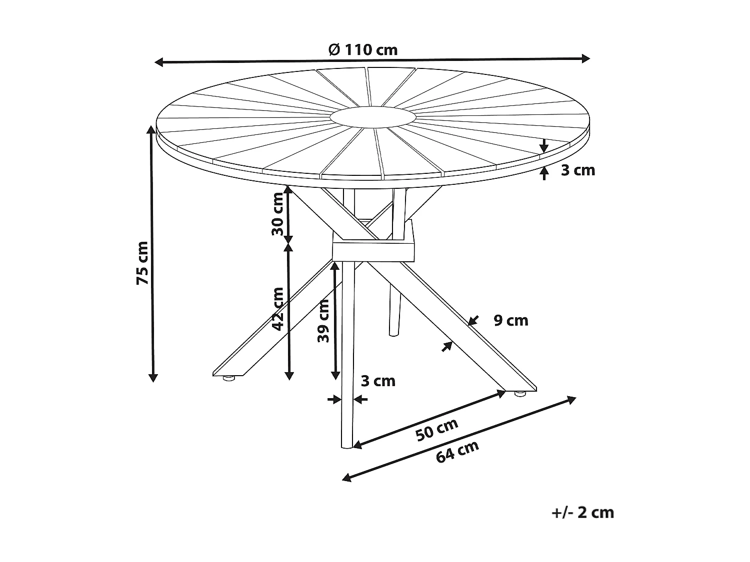 Stół ogrodowy LISSONE 110 cm 110 cm Drewno akacjowe Brązowy
