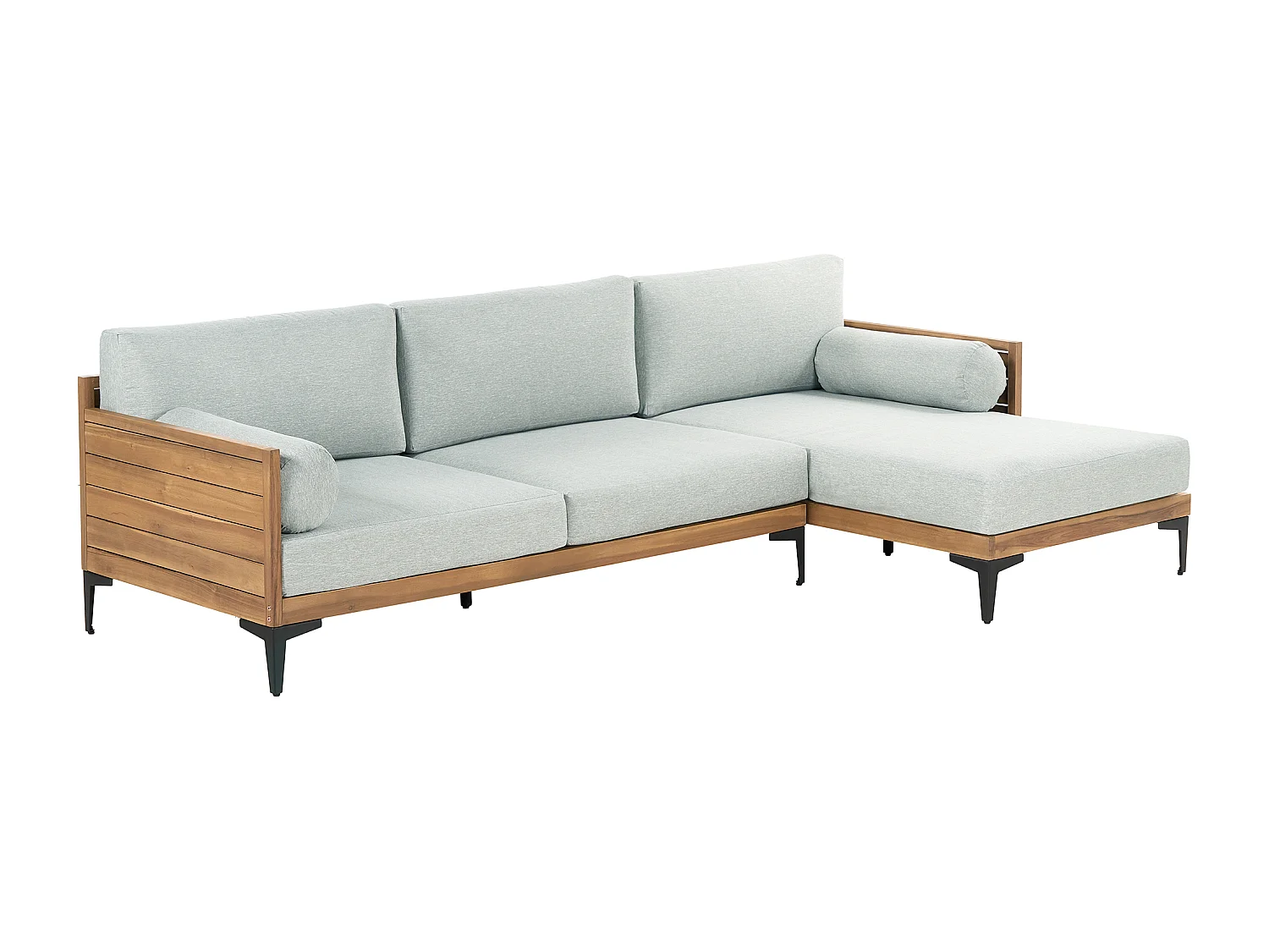 Canapé d'angle de jardin 4 places CAVEZZO Côté droite Bois d'acacia certifié Gris